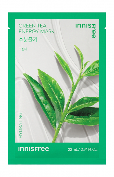 Innisfree Hydrating Green Tea Energy Mask Увлажняющая тканевая маска для сияния кожи лица с экстрактом зеленого чая