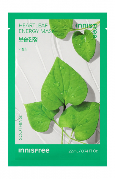 Innisfree Soothing Heartleaf Energy Mask Успокаивающая тканевая маска для лица с экстрактом хауттюйнии